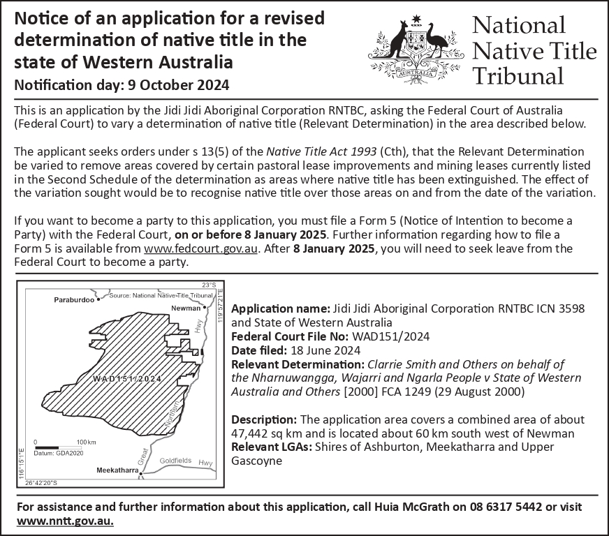 Native Title Determination - Jidi Jidi Aboriginal Corporation