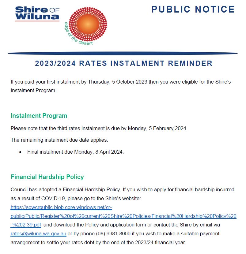 2023/2024 Third Rates Instalment Reminder